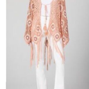 NWT Miss Me coral crochet cardigan